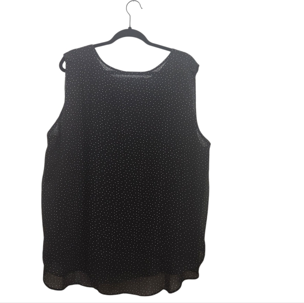 Cristina B Sleeveless Pullover Top Tank Style Black White Polka Dots Size XXL